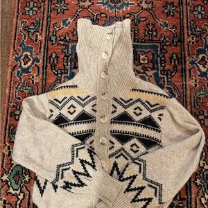 Who What Wear Fair Isle Cardigan Sweater Women’s Small Cream Geometric Knit